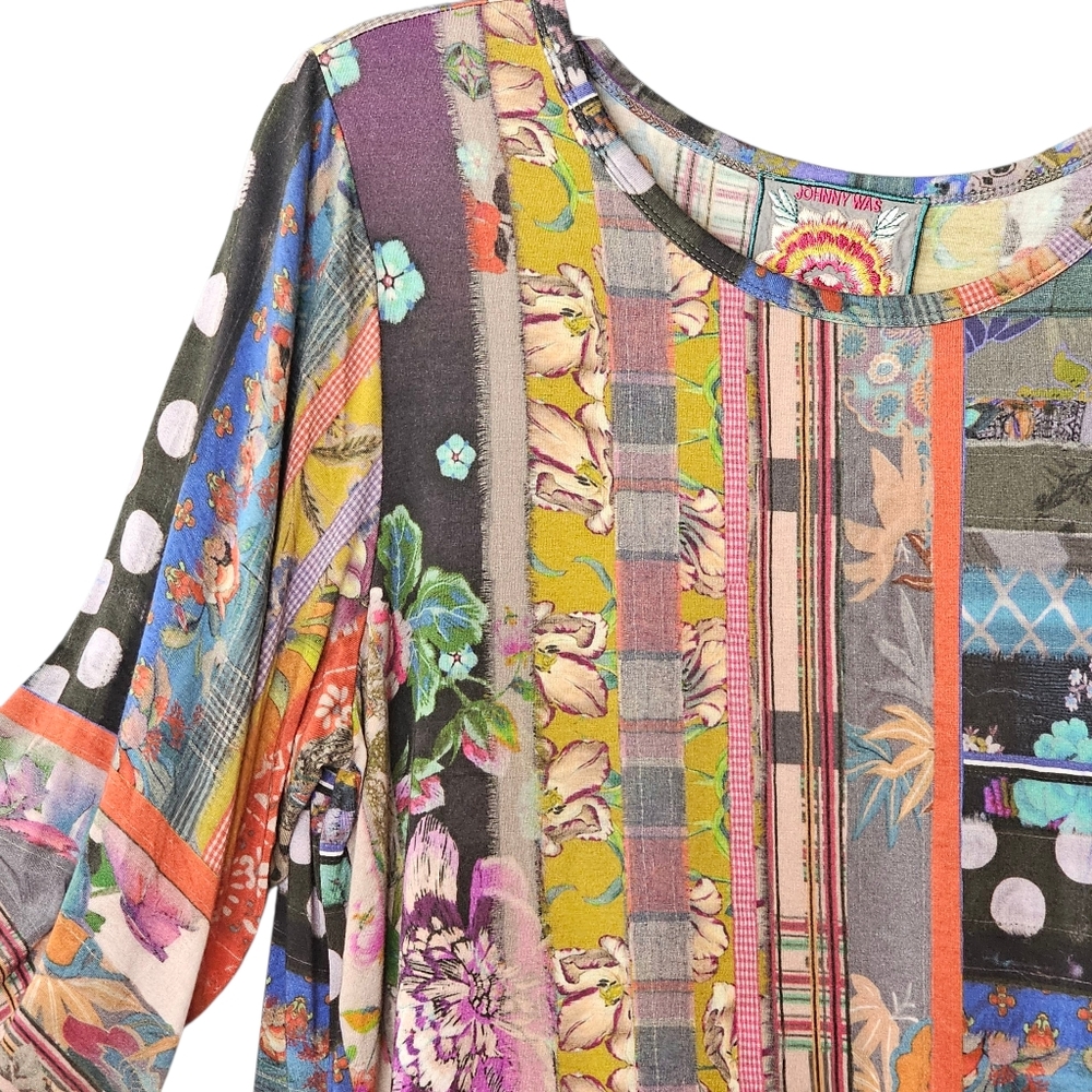 Johnny Was Patchwork Puff Sleeve Sonnet Bamboo We… - image 2